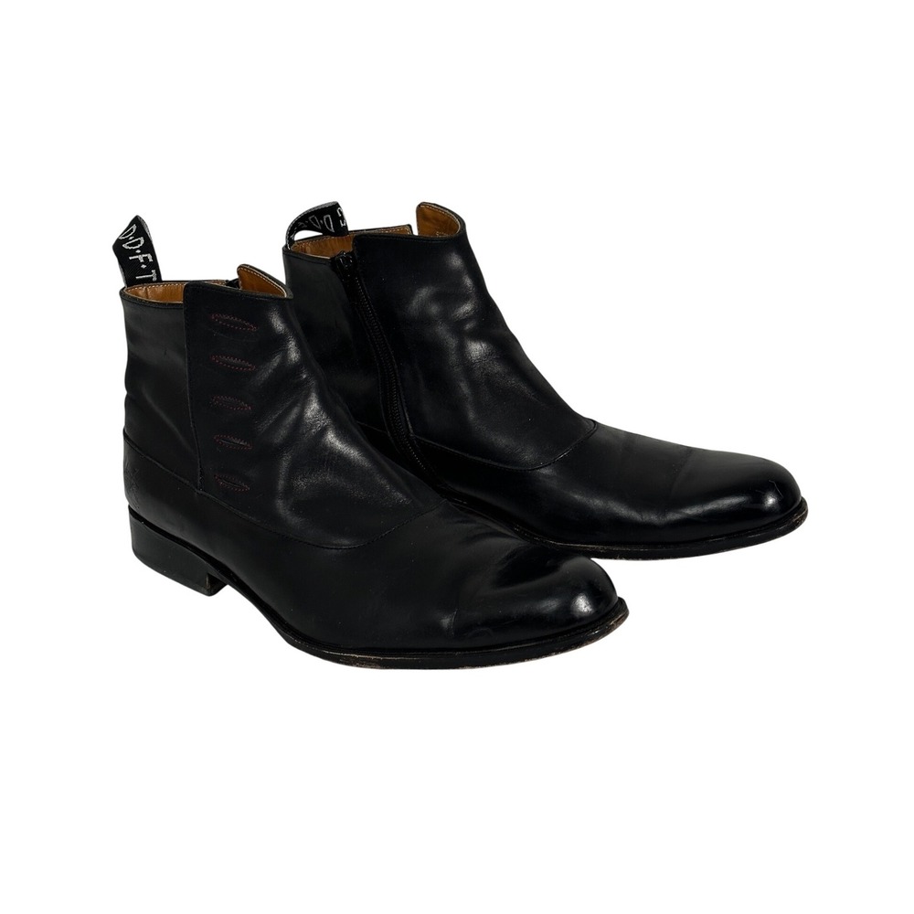 John Fluevog 1611 First Avenue Twin Turbine Chelsea Leather Boots Black Mens 9.5